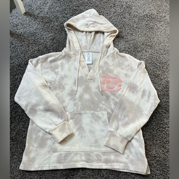 Disney Tops - Walt Disney World Pink “D” Logo Acid Wash Pullover Hoodie NWT Size Small